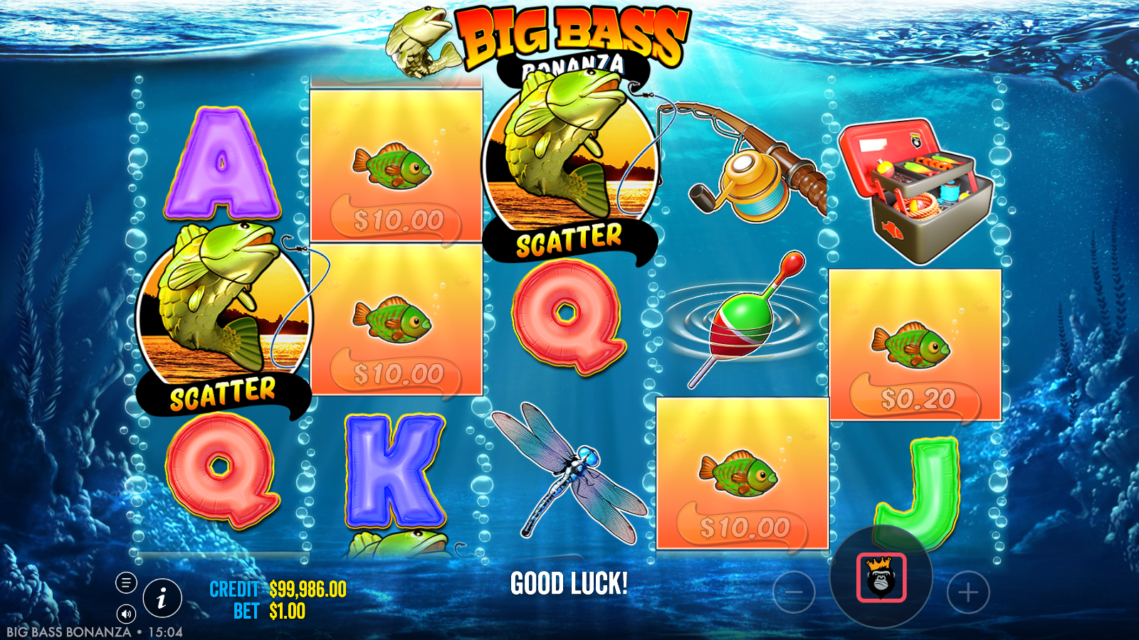 Big Bass Bonanza money fish symbols stacked across reels