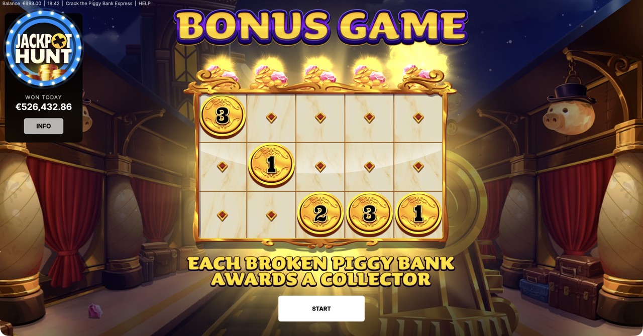 The Bonus Game hold-and-win board, where held coins lock in and each cracked bank awards a collector.