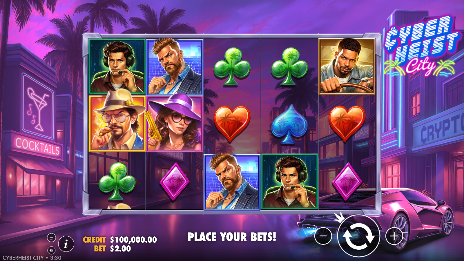 Cyberheist City base game showing the 5 by 3 grid with 243 ways to win