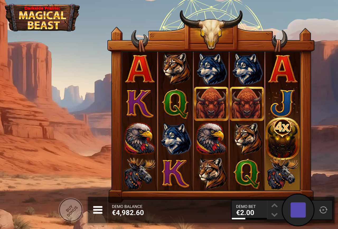 Fierce Bison Wild on reel 5 carrying a 4x multiplier value
