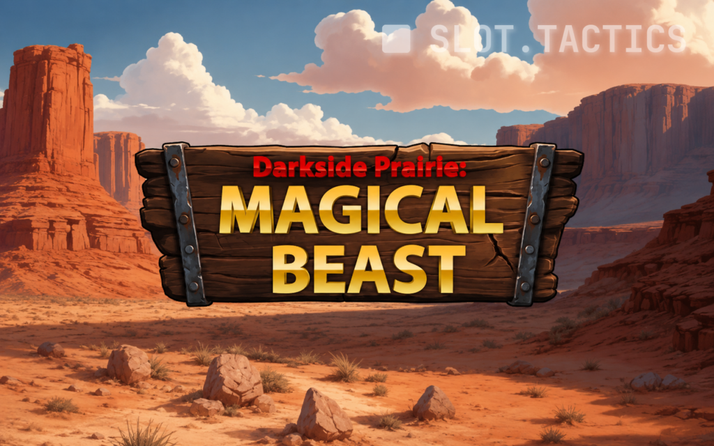 Darkside Prairie: Magical Beast pokie cover art with buffalo and prairie iconography