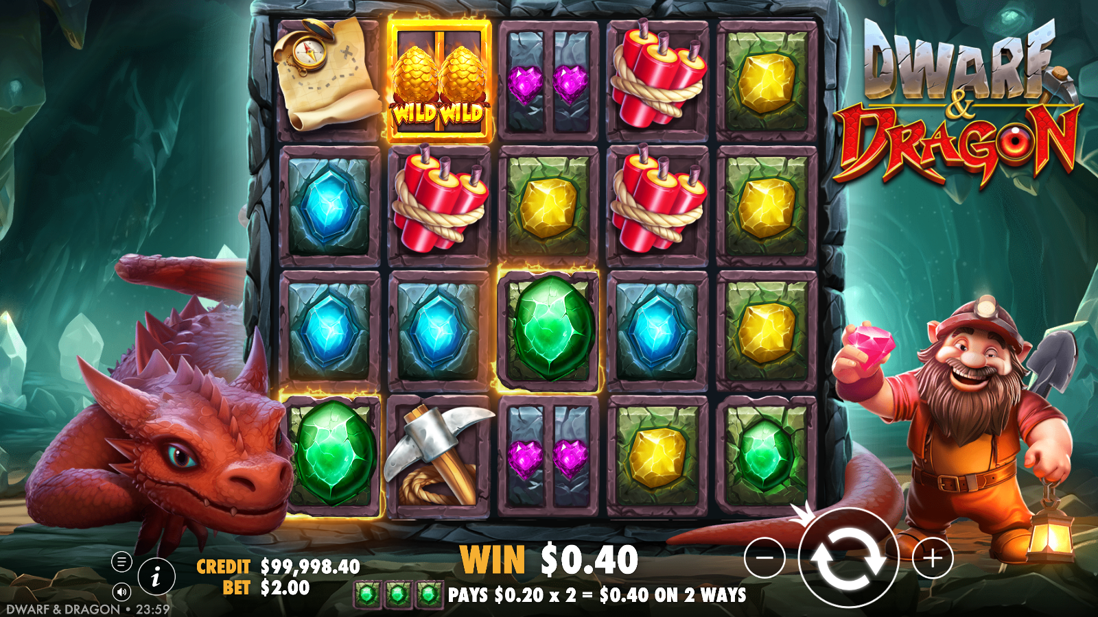 Golden Dragon Egg split wild lighting up as part of a winning way in Dwarf and Dragon