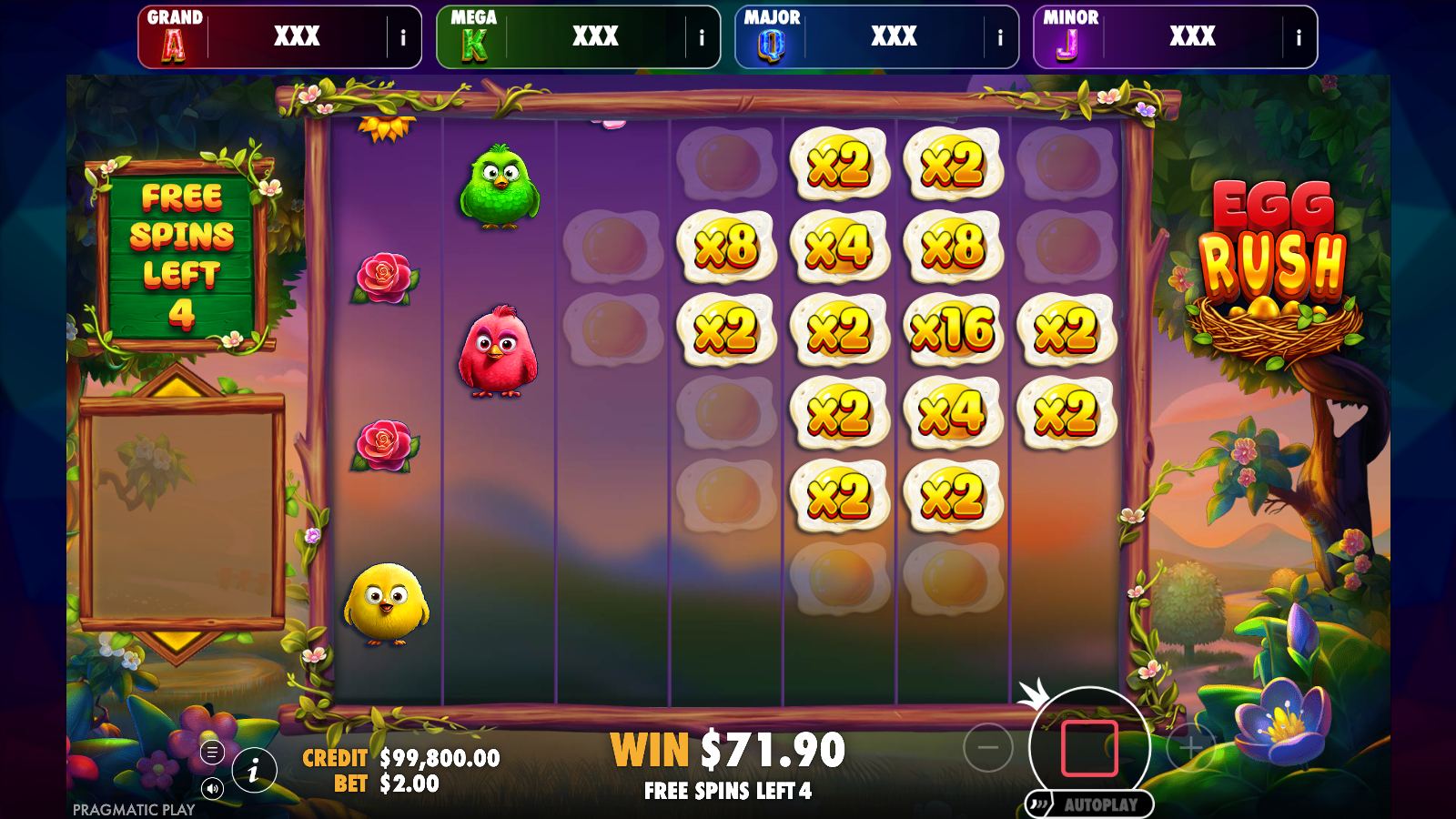 Free spins round with stacked Multiplier Spots up to x16 and four spins left