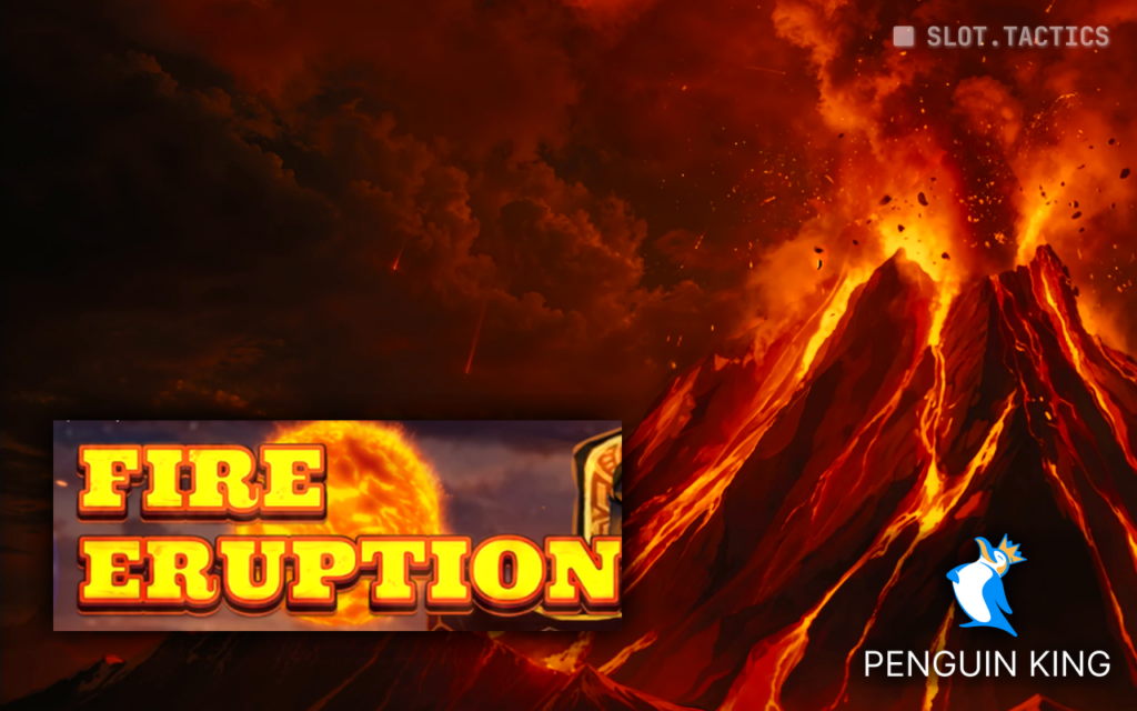 Fire Eruption Penguin King volcano slot hero card