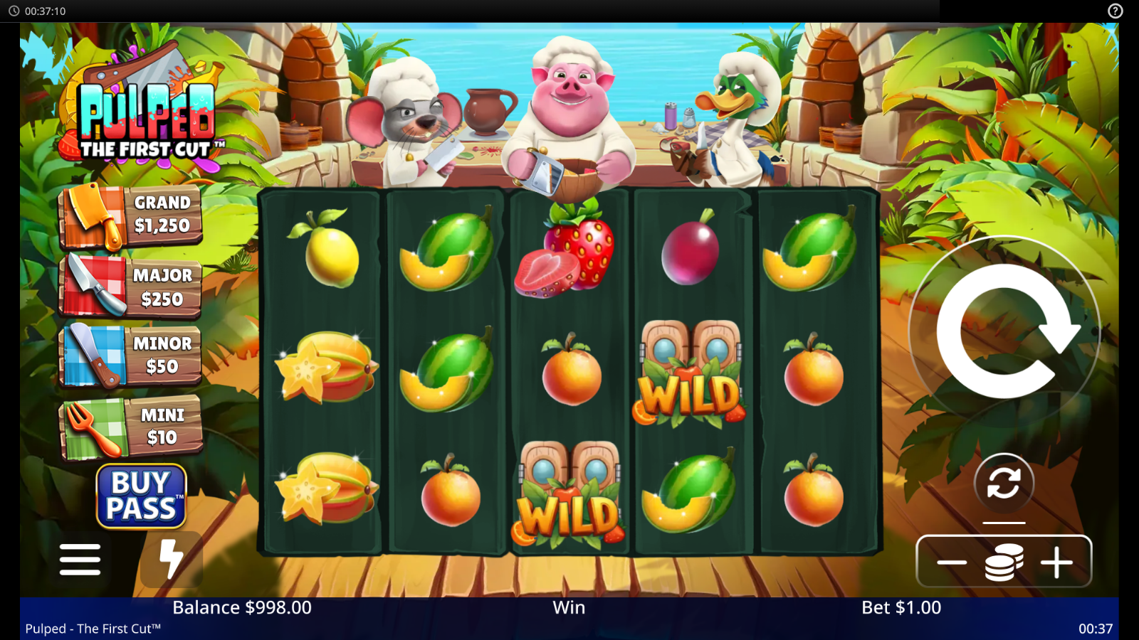 Jackpot Picker pop-up overlay showing four fixed prize tiers and the Chef's Hat modifier